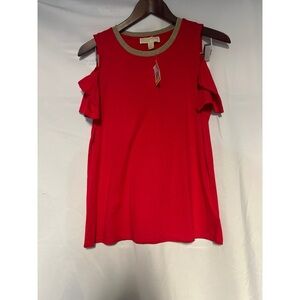 Michael kors nwt Red Cold Shoulder Top
